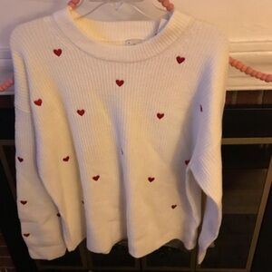 A New Day Sweater with Hearts Size M